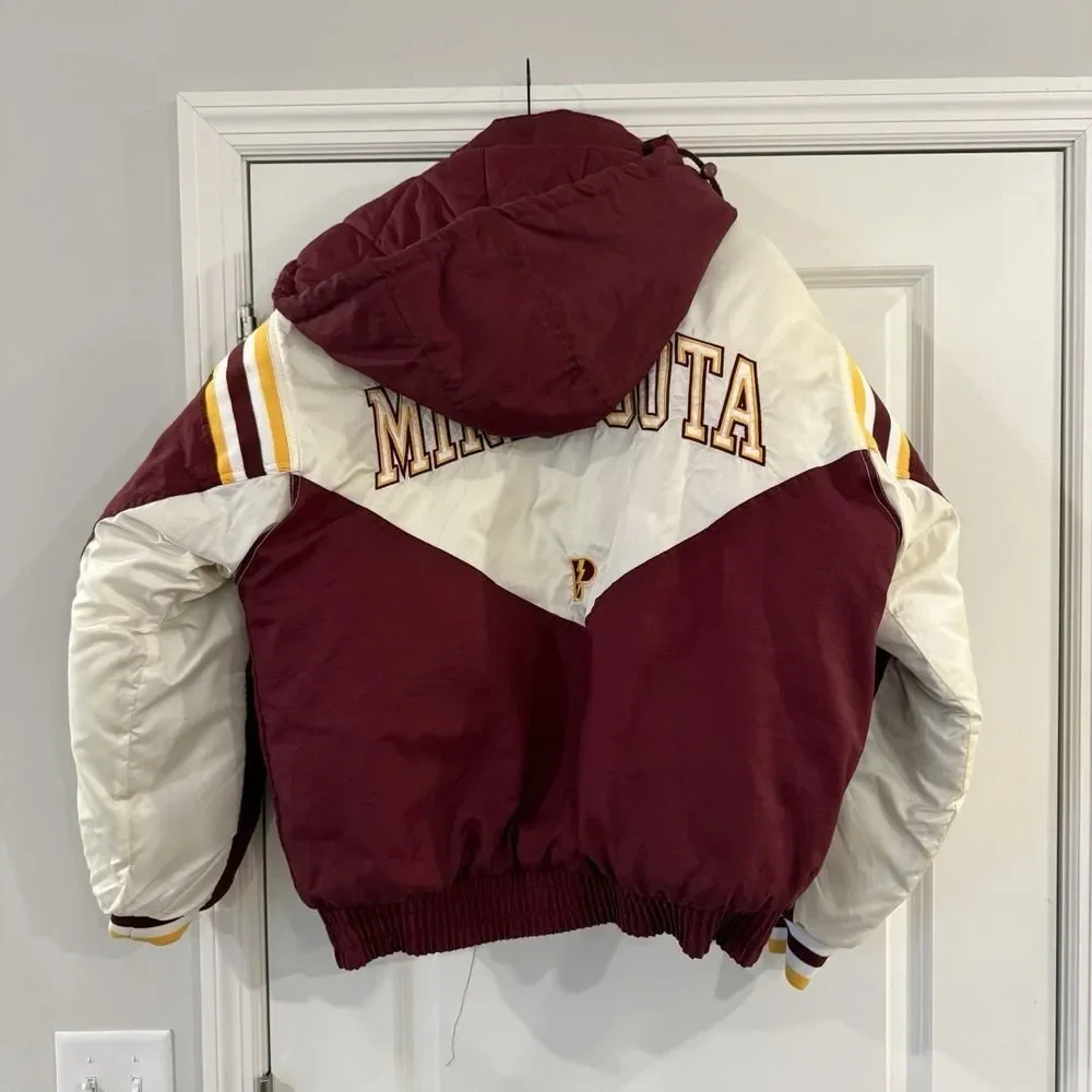 Vintage 90s Minnesota Golden Gophers Puffer Hooded Jacket Pro Player Size Medium